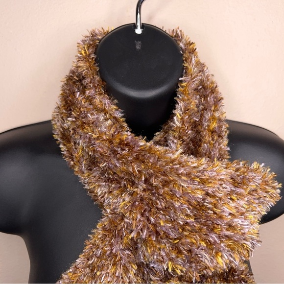 Fownes Brown Fuzzy Knit Scarf - Picture 10 of 15
